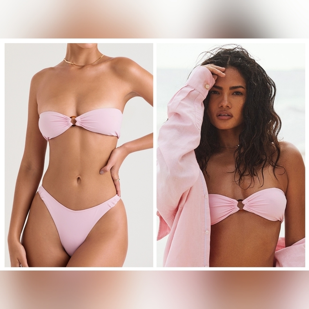 NWT House of CB Medea Blossom Pink O Ring Bandeau Swim Top Size Large